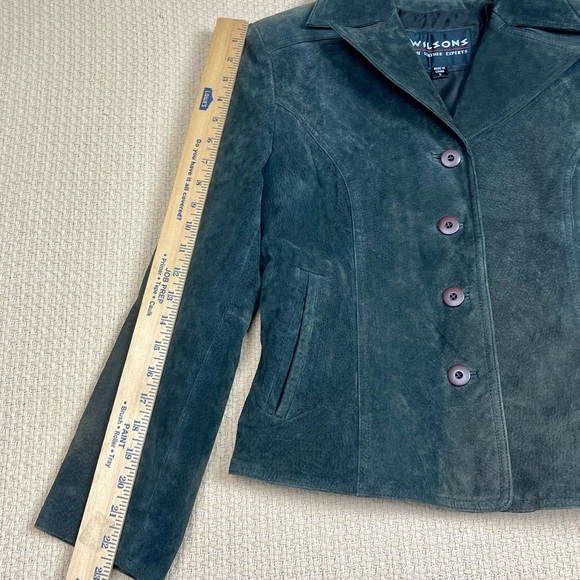 Wilsons Blazer Women’s Size L The Leather Experts Green Suede Leather Jackets - Picture 5 of 9